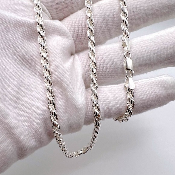 .925 Sterling Silver 4mm 20” Rope Chain